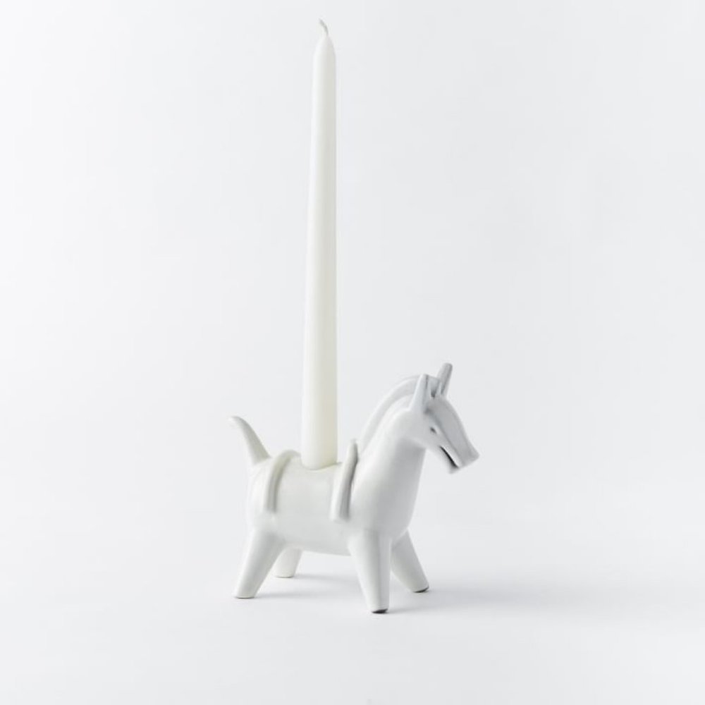 West Elm Ceramic Horse Candleholder